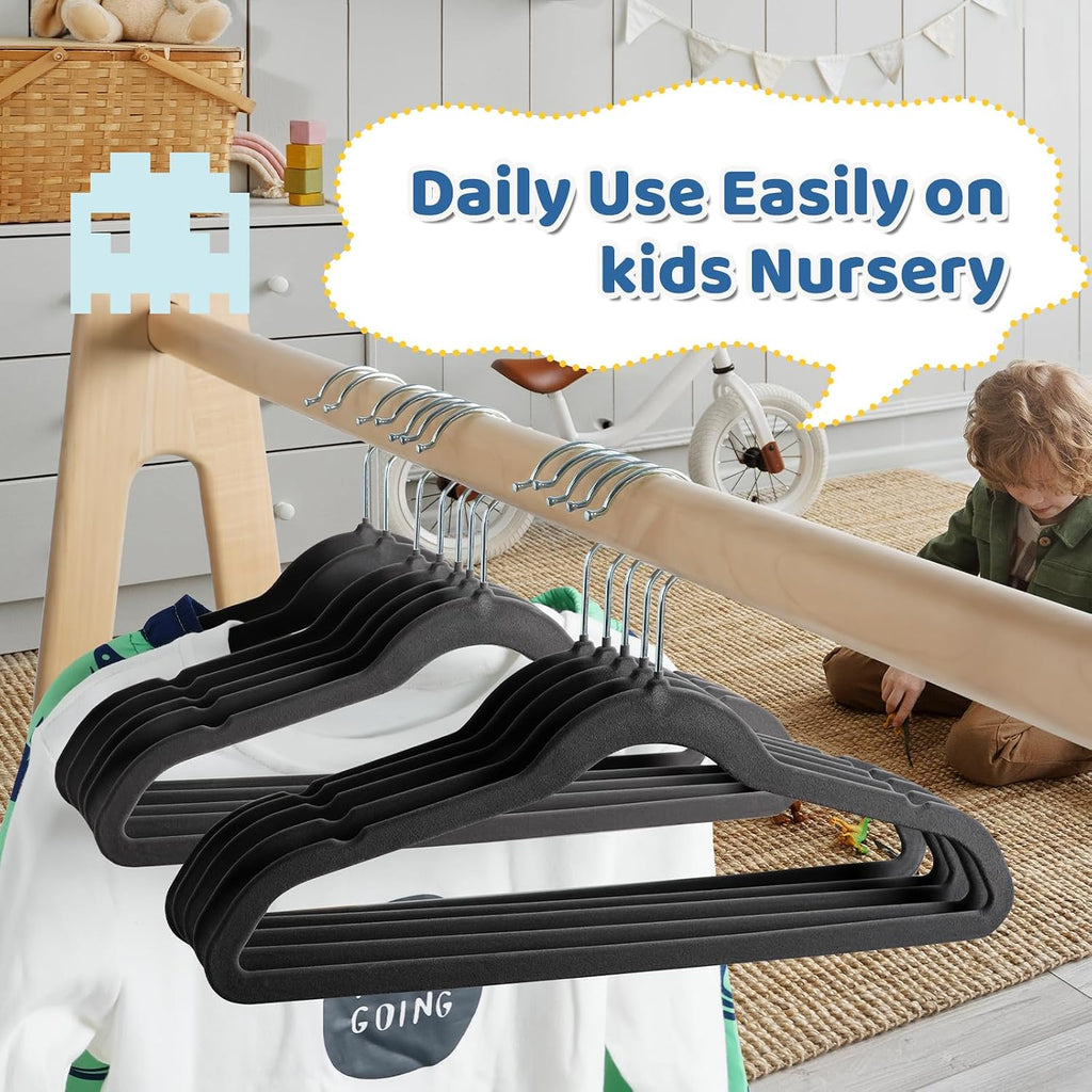 Smartor Premium 14 Inch Kids Hangers 50 Pack, Baby Velvet Hanger Non Slip