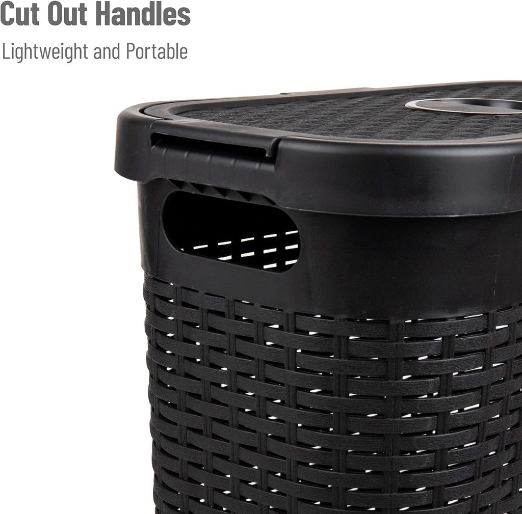Mind Reader 40L Slim Laundry Hampers with Lids, Set of 2, Black