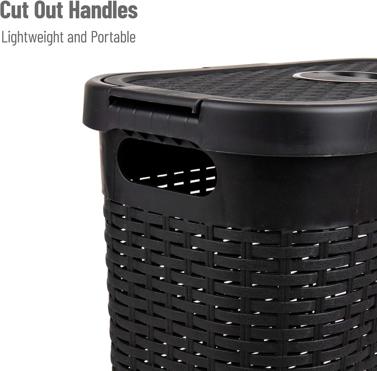 Mind Reader 40L Slim Laundry Hampers with Lids, Set of 2, Black
