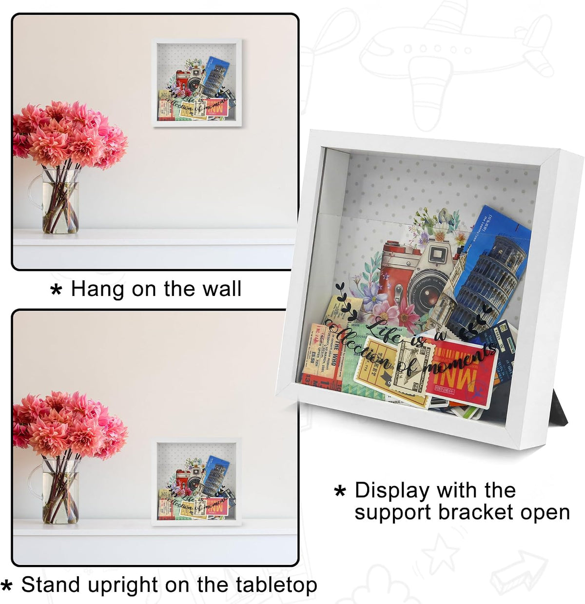 FramePro 8x8 Travel Memory Shadow Box with Slot (White)