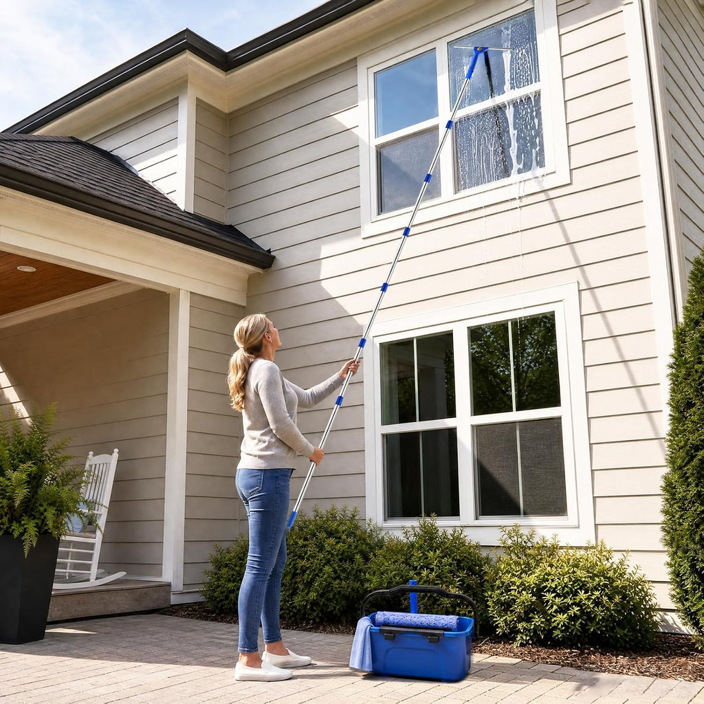 10Ft Professional Window Cleaning Kit with Bucket for Home & Commercial