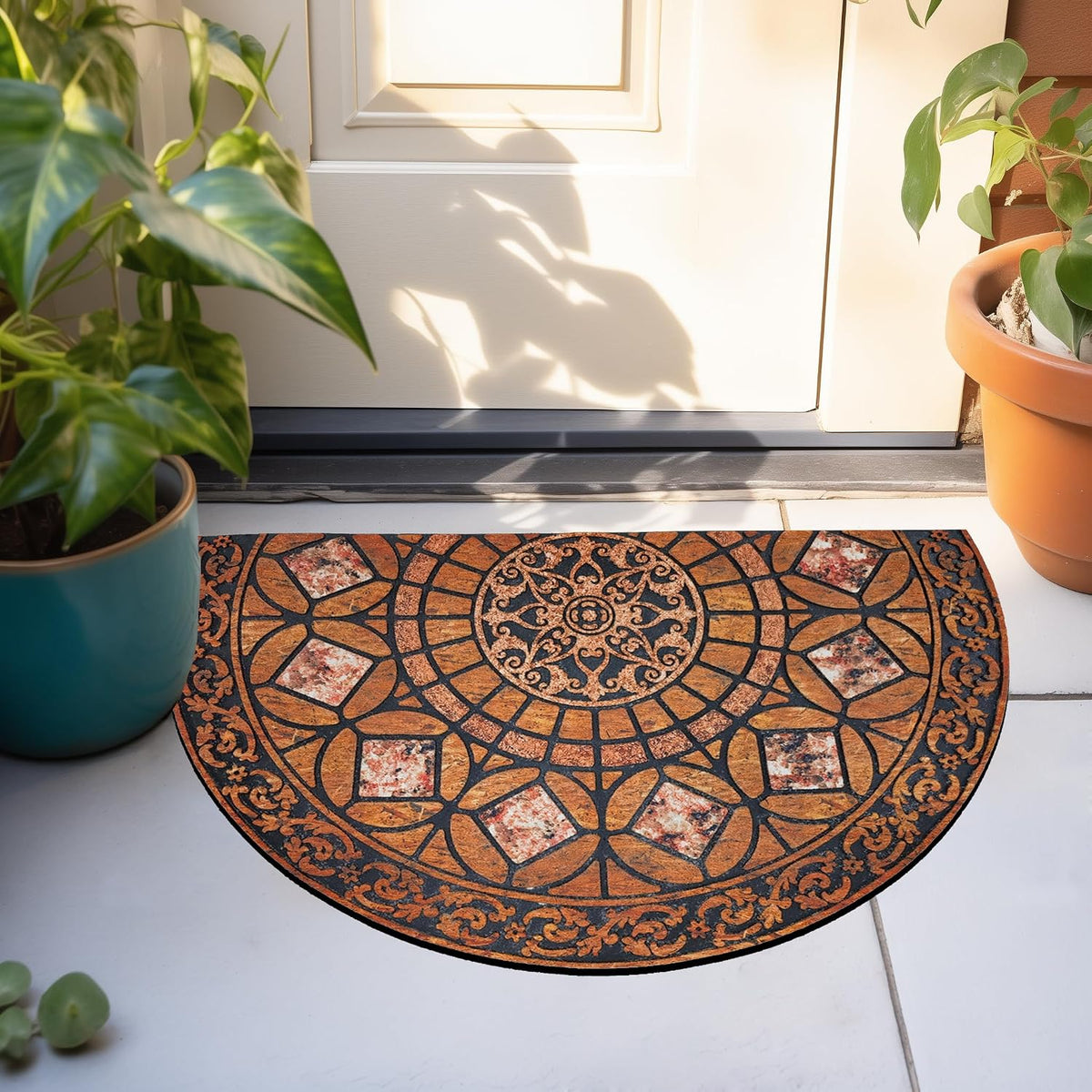 CHICHIC Entrance Door Mat Large 24 x 36 Inch Entry Way Doormat Front Door Rugs Outdoors Heavy Duty Welcome Mat Non Slip Rubber Back Low Profile for Garage, Patio, High Traffic Area, Orange
