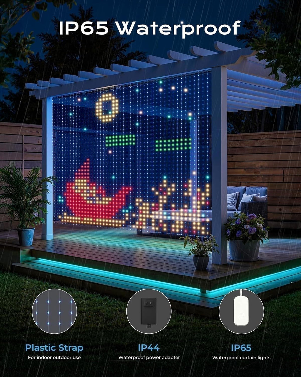 1040 RGB LED Smart Curtain Lights with APP Control, 9.8x6.6Ft