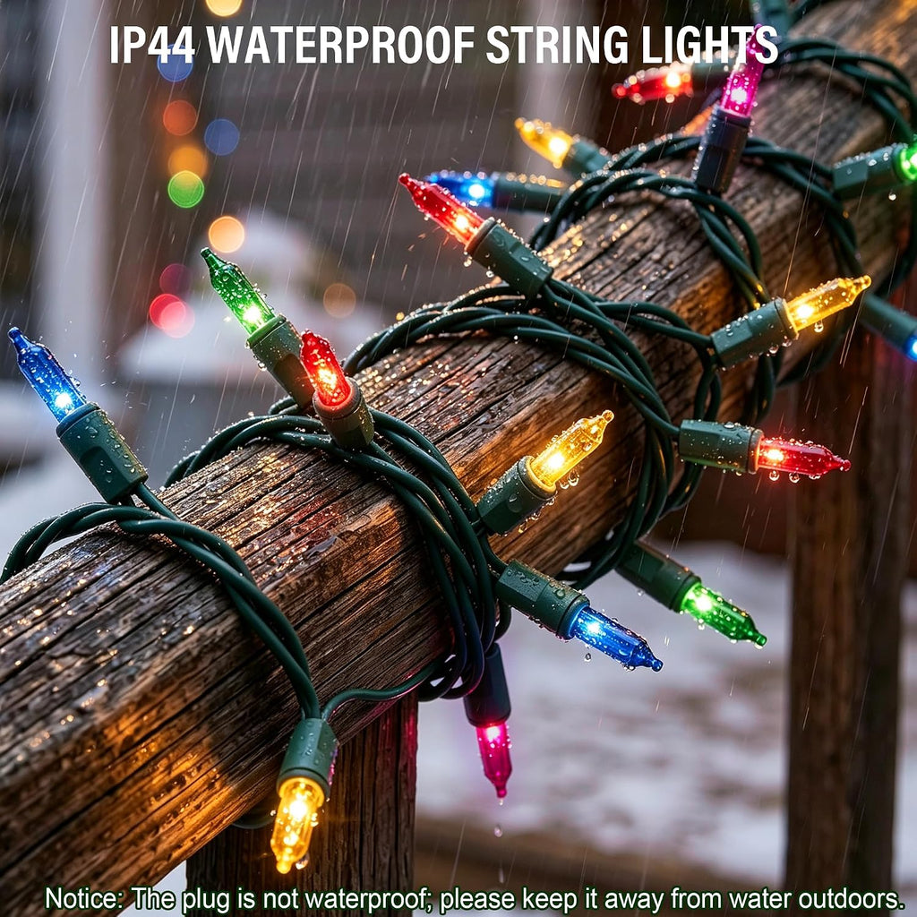 Dazzle Bright Multi-Colored Christmas Mini String Lights, 20FT 100 Count Incandescent Waterproof Fairy Lights Plug in, Connectable Christmas Decorations for Indoor Outdoor Home Party Garden Yard