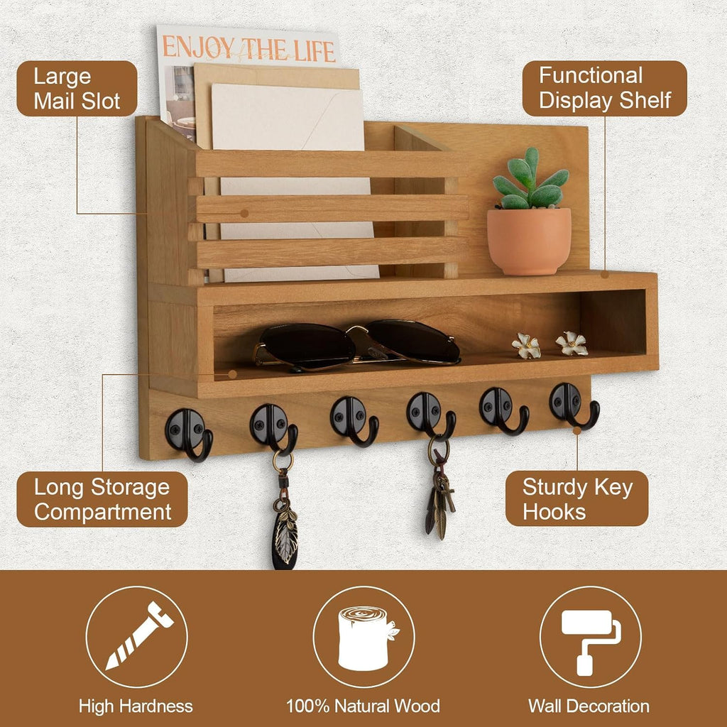 Key and Mail Holder Wall Mount, Key Holder with Long Storage Box