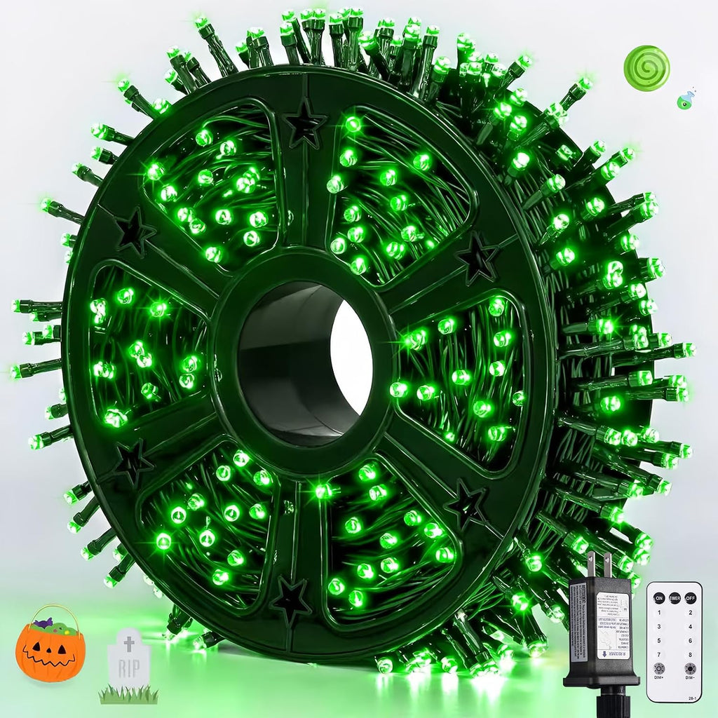 JMEXSUSS 500 LED Green Halloween Lights, 173ft Christmas Lights Plug in
