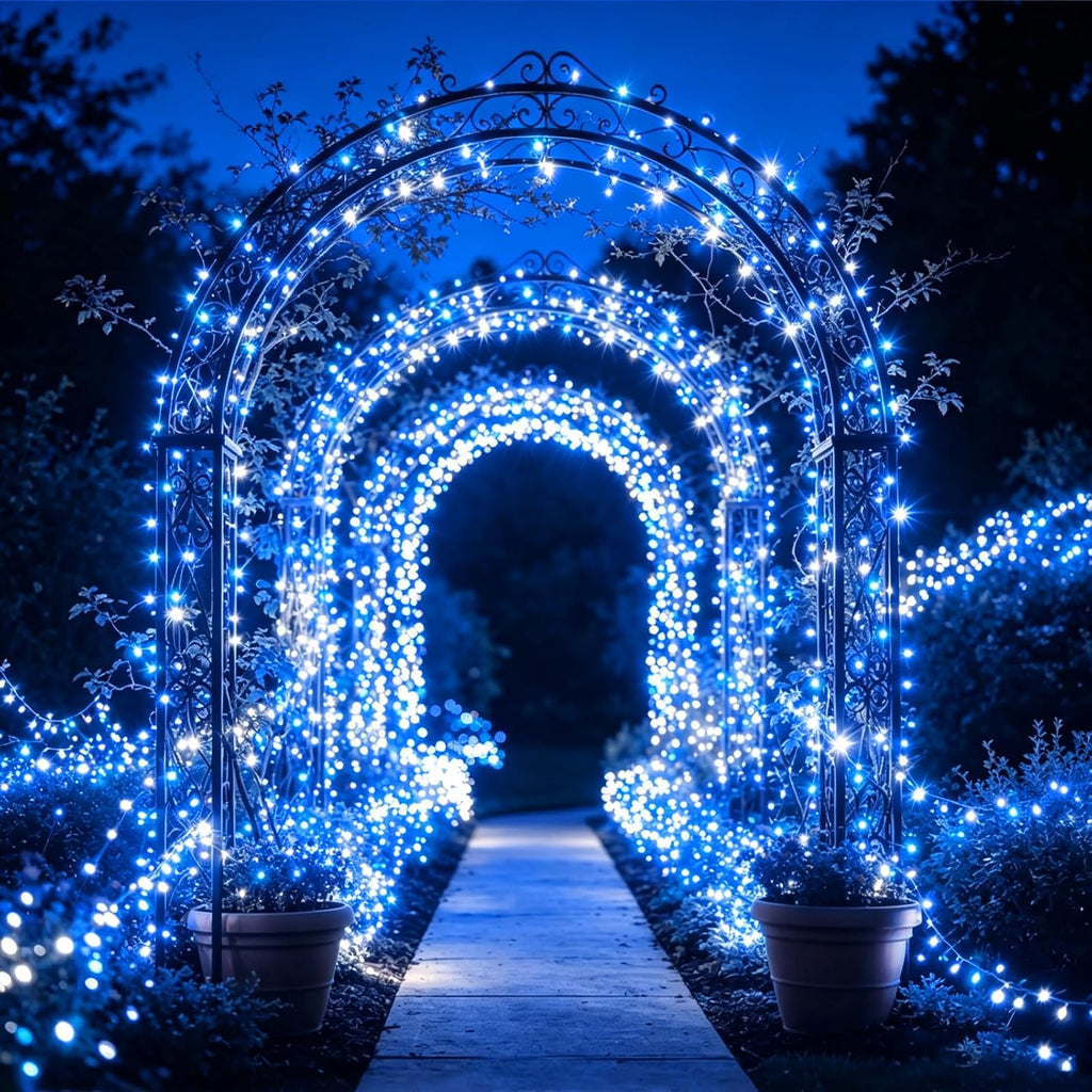 LAMPHOME Blue White Christmas String Lights, 25FT 50LED Commercial Extendable Mini Fairy Lights Plug in for Christmas Tree, Xmas Garland, Wedding, Halloween, Indoor Outdoor Patio Garden Home Decor