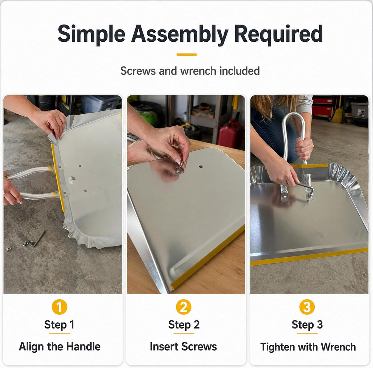 3-Pack 17" Heavy Duty Metal Dust Pans