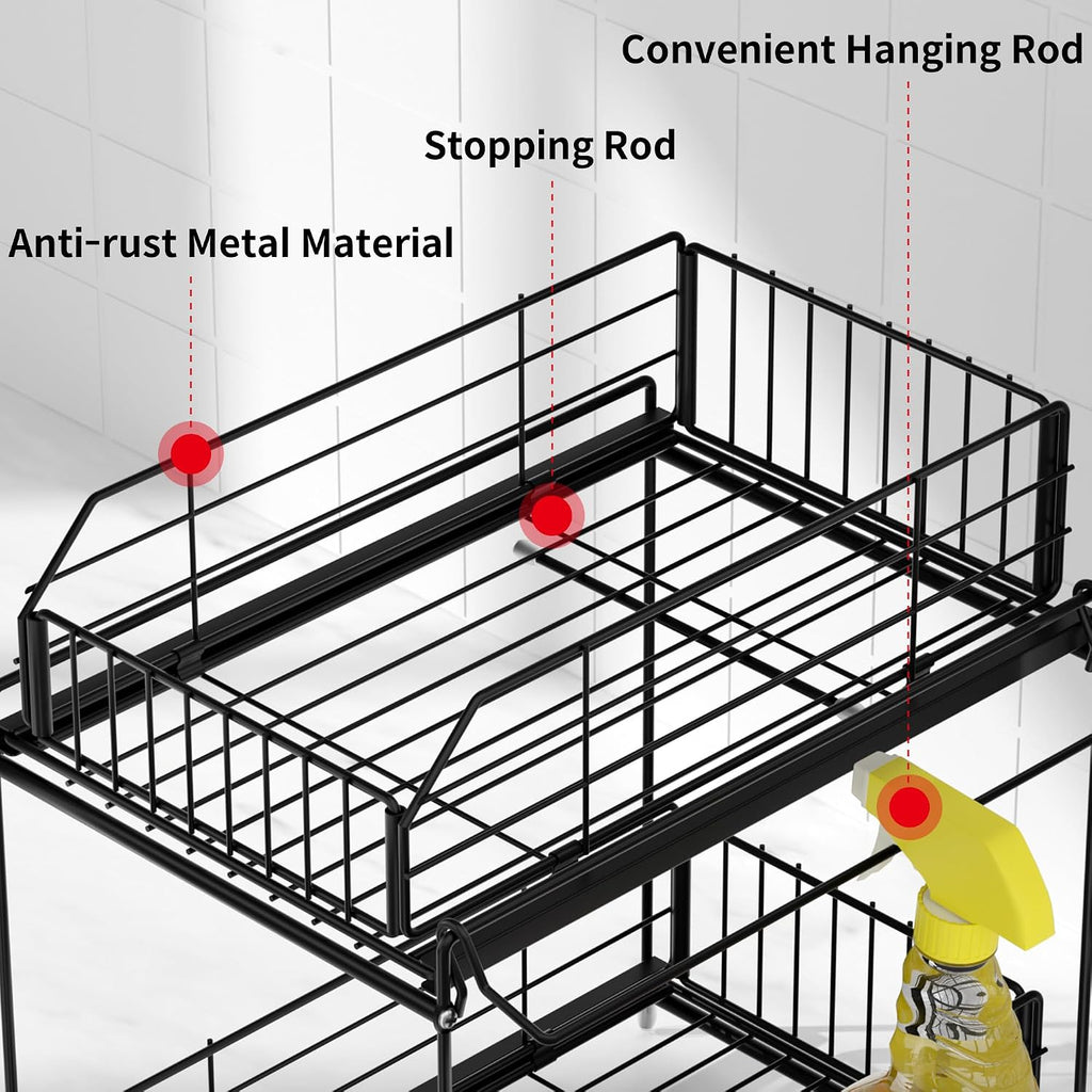 SUEH DESIGN Under Sink Organizers and Storage 2 Pack, 2-Tier Pull Out