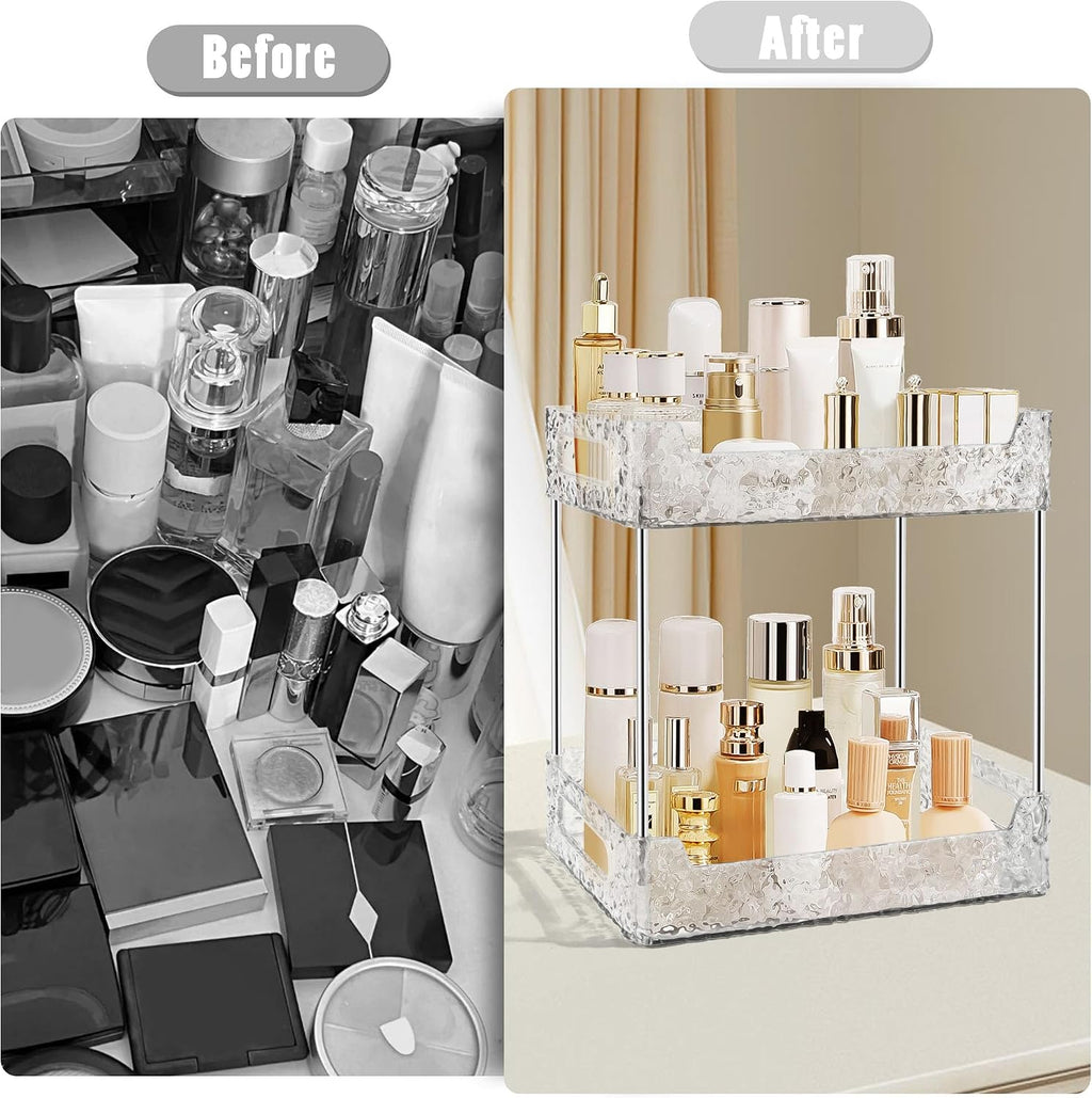 2-Tier Bathroom Counter Organizer Countertop Storage-Clear