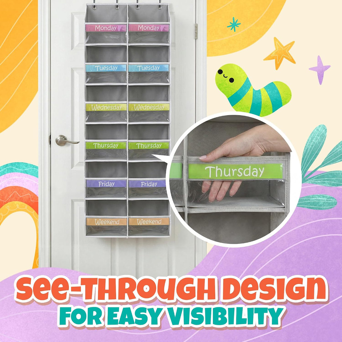 Weekly Clothes Organizer for Kids Closet Daily Outfit Storage 12 Shelf