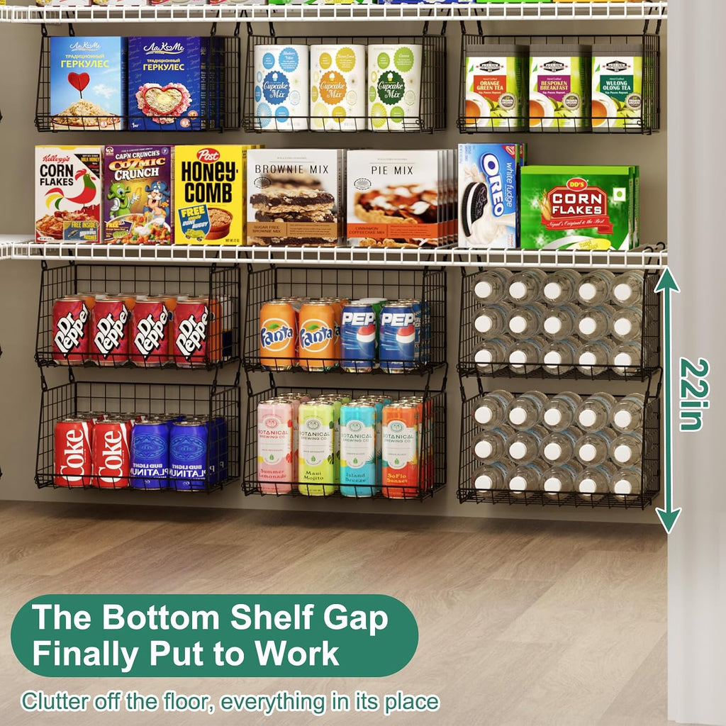 Jsskeeim 3 Pack Under Bottom Shelf Hanging Baskets for Pantry