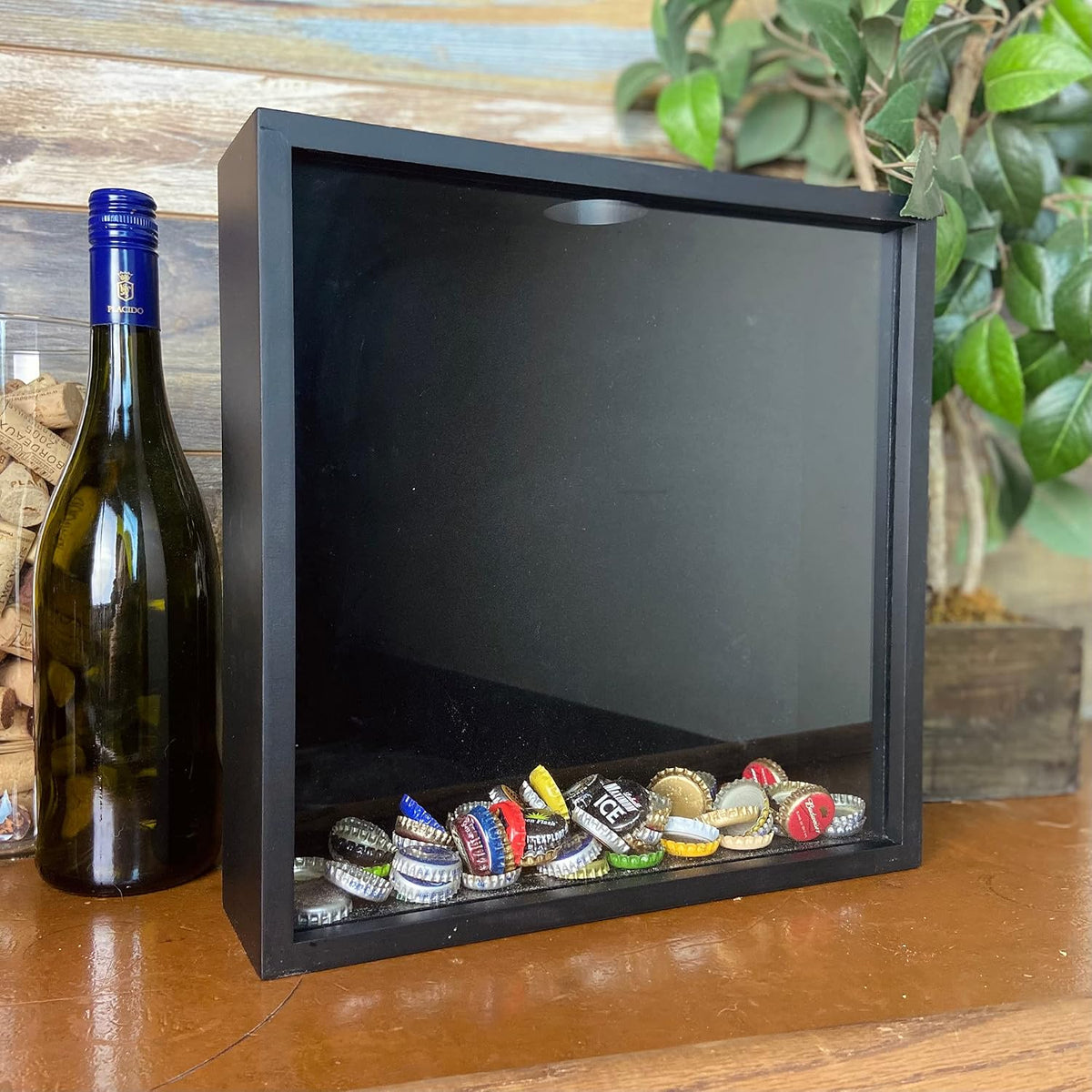 Blank Top Loading Shadow Box 12 1/8" x 12 1/8" x 3 1/8" (External) 11 5/8" x 11 5/8" x 2 1/2" (Internal) Scrapbook, Wall Hanging Easy to Use Box Display Frame. Wine Cork Box, Beer Caps, Ticket Stubs