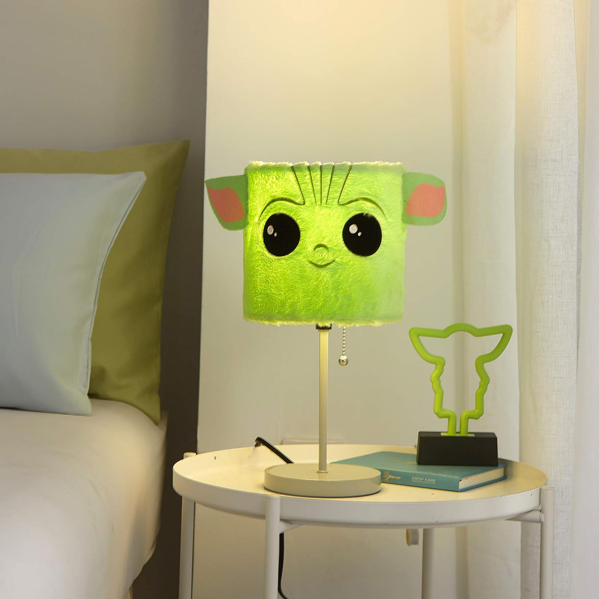 Star Wars The Mandalorian “The Child” Plush Shade Table Lamp ,Green Kids Bedroom & Playroom Lighting Décor