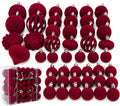 47 Pcs Velvet Christmas Ball Ornaments, Burgundy, 3 Sizes, Mixed Shapes