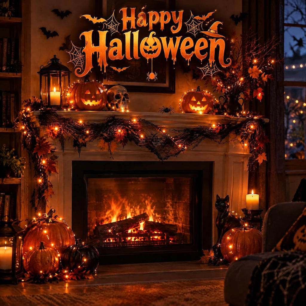 Dazzle Bright Halloween Fairy String Lights, Total 40FT 120LED Copper Wire Battery Operated Waterproof Lights, Halloween Decorations for Indoor Home Outdoor Garden Patio Yard Party Decor (Orange)