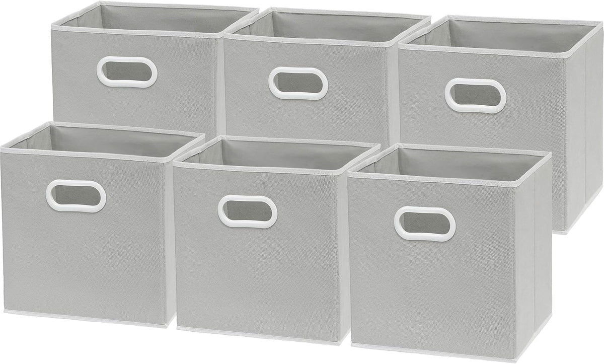 Simple Houseware 11-Inch Foldable Cube Storage Bins with Handles, Gray