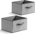 11 inch Storage Baskets, Woven Fabric Bins, Storage Cubes with Reinforced Handles, Organizer Bins for Closet Shelves, Foldable, for Clothes (Gray, 2PCS/11*11*7.8inch)