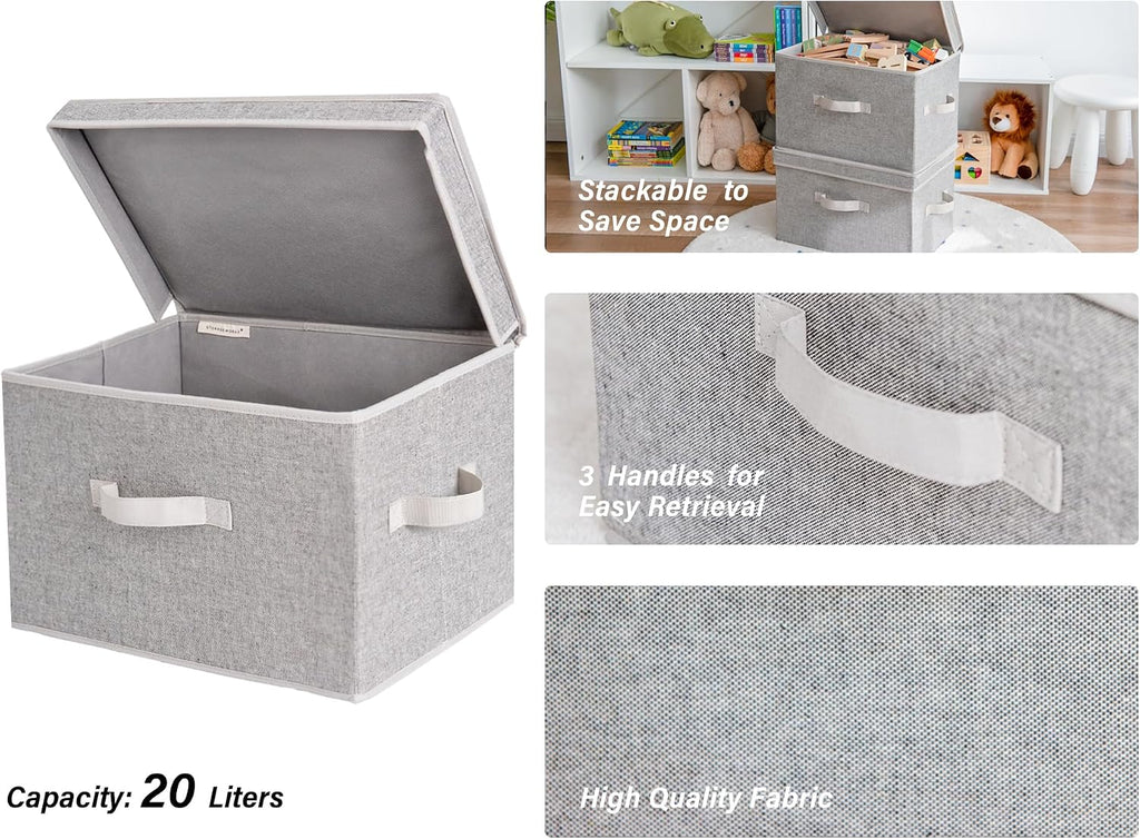 StorageWorks Fabric Storage Bins with Lids, Closet Storage Bins