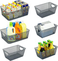 Neudeco Wire Storage Baskets - 6 Pack Metal Mesh Organizers for Kitchen, Laundry, Garage, Fridge & Bathroom - Gray