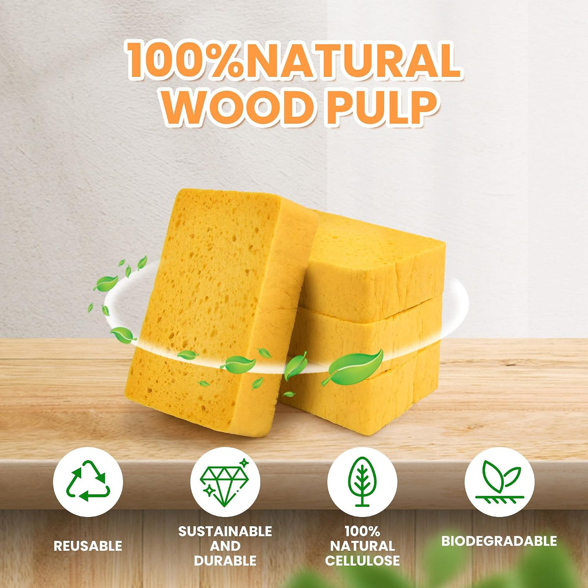 8-Count Pop Up Cellulose Sponges, Yellow