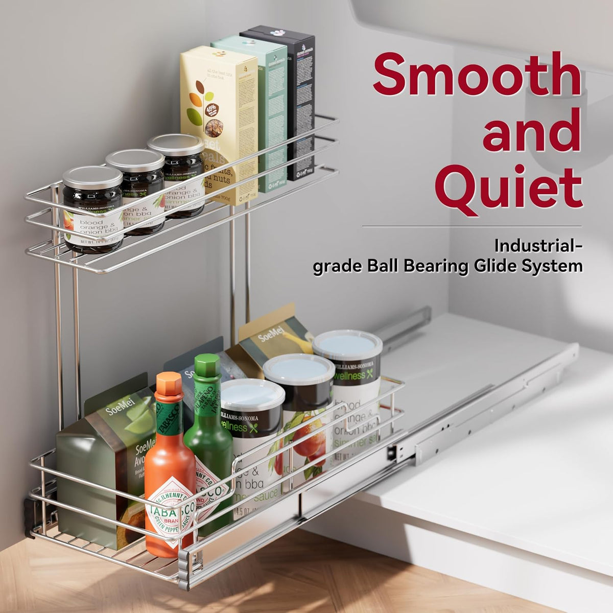 2 Pack Under Sink Organizer 9"W X17"D, Pull Out Cabinet Organizer 2 Tier,