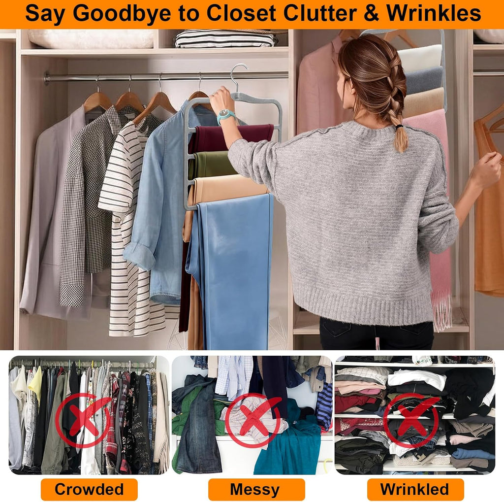 Velvet Pants Hangers Space Saving, 4 Pack Non Slip Closet Organizer