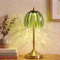 Tulip Glass Rechargeable Table Lamp, Cordless Vintage Table Light (Green)