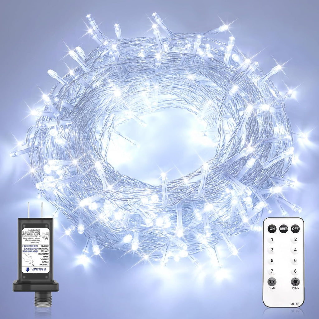 300 LED String Lights, 128FT Waterproof Fairy Lights Christmas Ligths 8 Modes Twinkle Indoor Outdoor, Plug in for Bedroom Classroom Wedding Garden Christmas Decorations. Cold White…