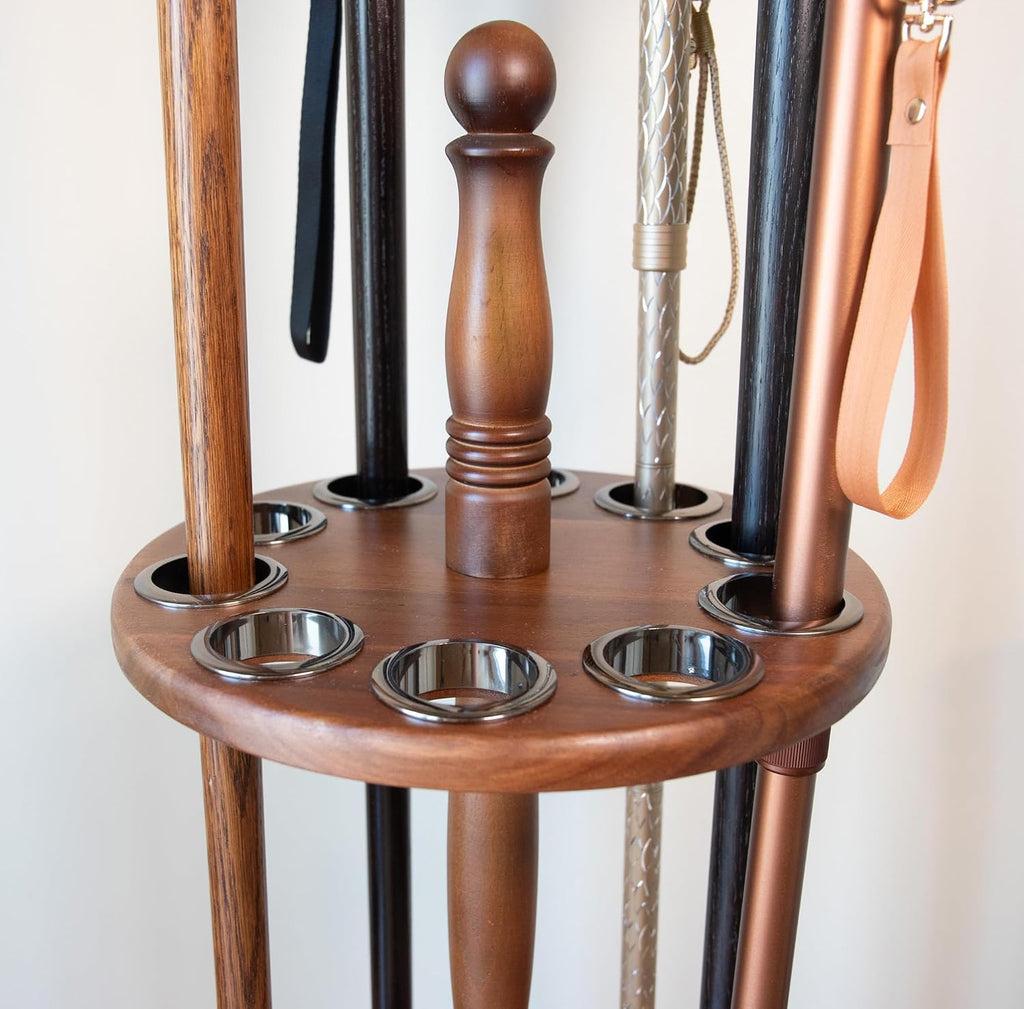 Asterom Cane Stand - Wooden Holder for Walking Sticks, Canes (Caramel)