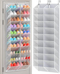 UVIAHOMI Over the Door Shoe Organizer for 30 Pairs, 10-Tier, Light Grey
