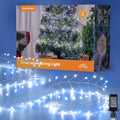 Fairy Lights Plug in, 10ft 200LED Cluster String Lights - Twinkle Copper Wire Christmas Tree Lights Waterproof for Bedroom Decor, Indoor/Outdoor Party, Patio, Garden，Blue White，2pack