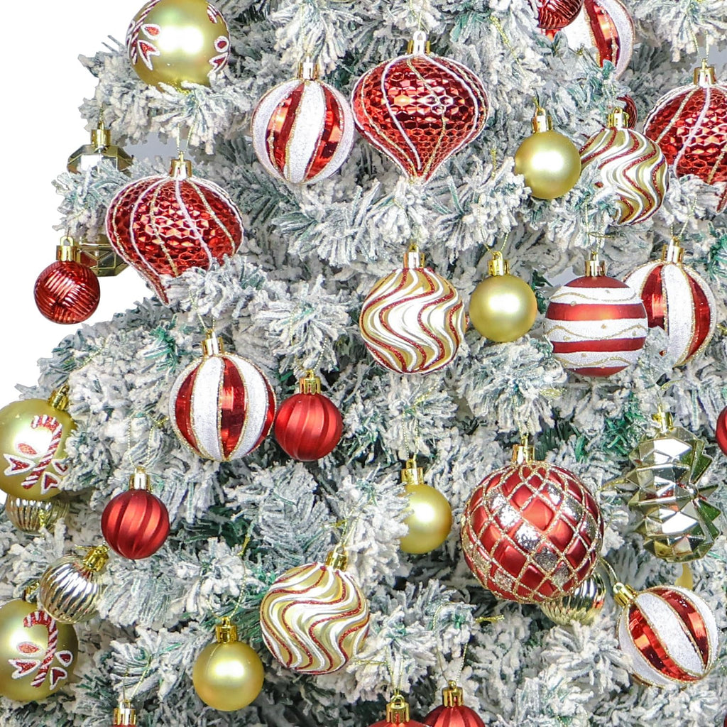 48PCS Christmas Balls Ornaments Set, 3.15 Inch Plastic Red and Gold Christmas Baubles Hanging Balls for Xmas Tree Decorations