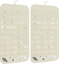 Hanging Jewelry Organizer 80-Pocket Double-Sided Storage, 2-Pack, Beige