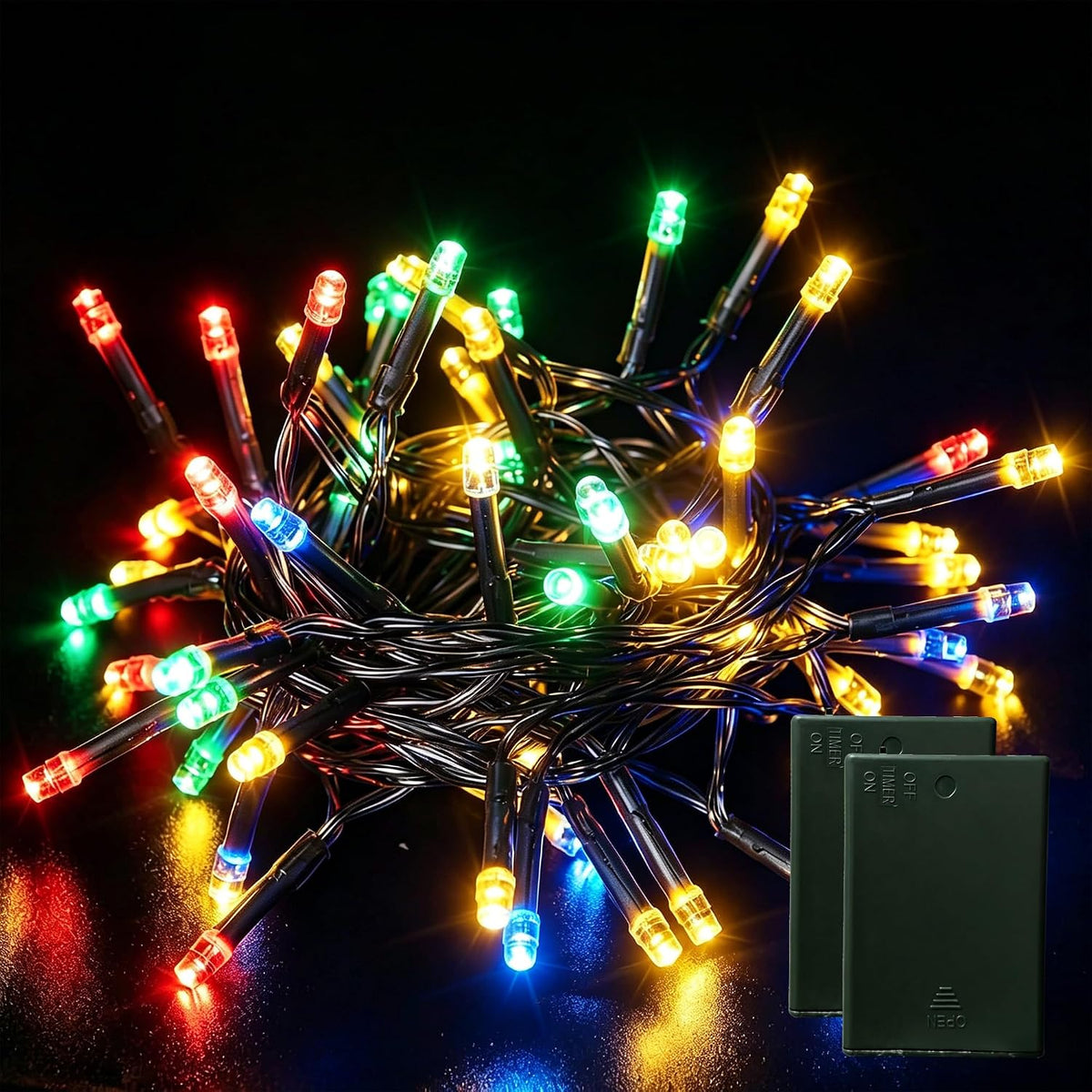 2 Pack Battery Operated String Lights - 9.8ft 30 LEDs Multicolor
