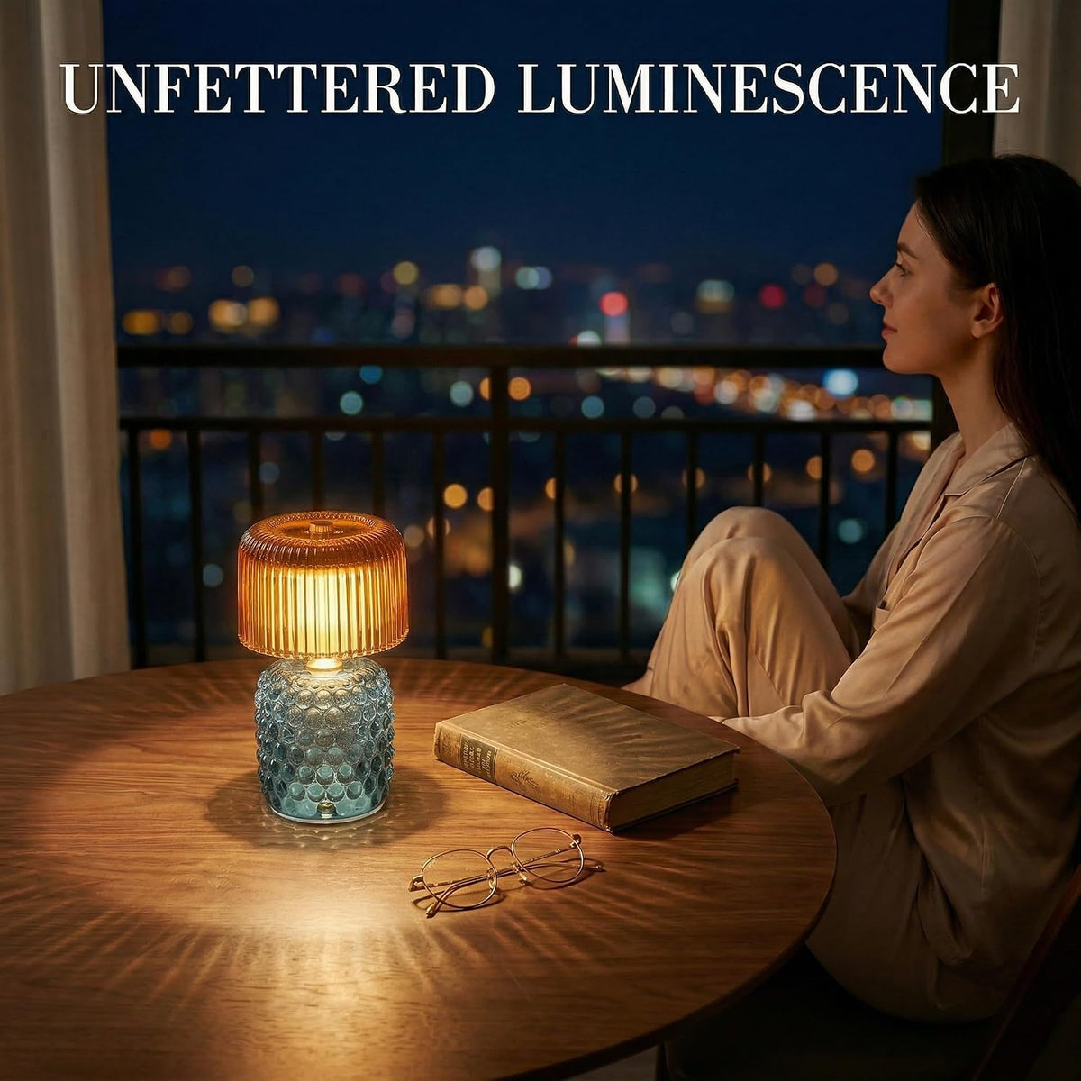 Battery Operated Table Lamp with Timer, Cordless Glass LED Night Light, Decorative Small Lamp for Bedroom Nightstand Living Room Entryway Stairway