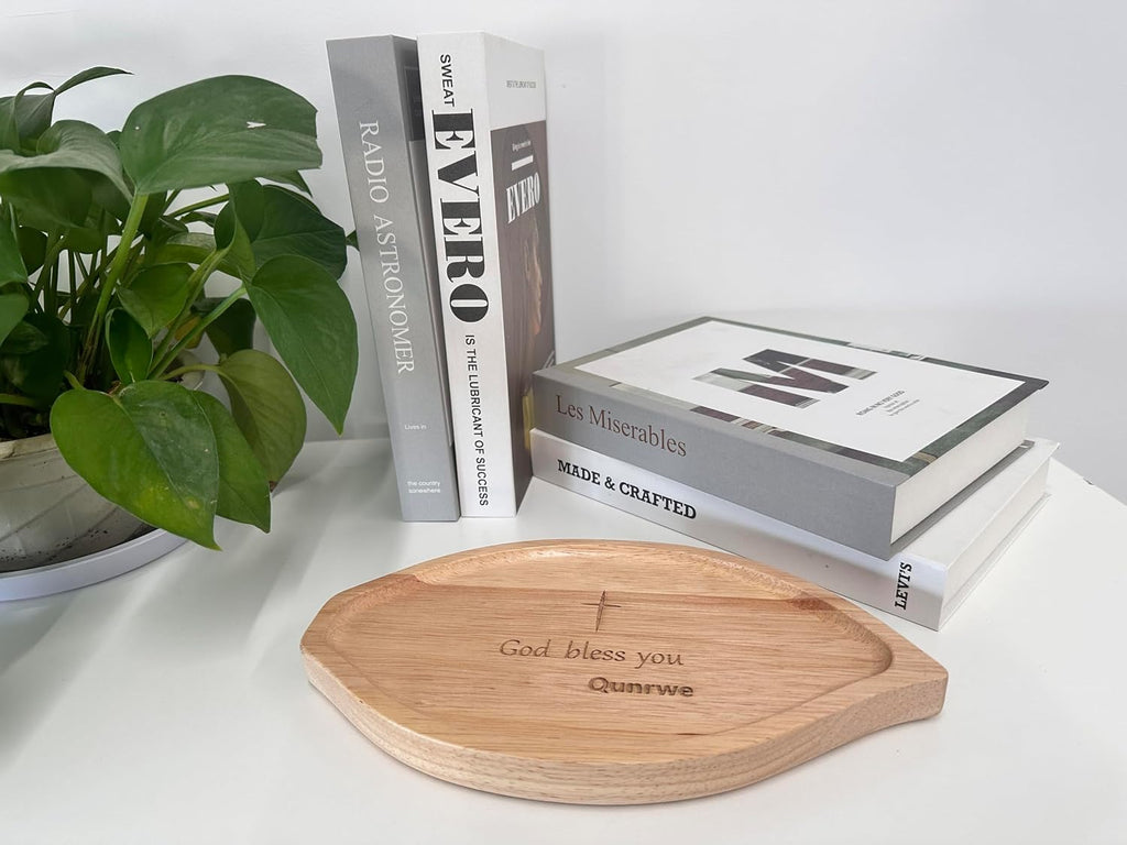 Prayer Bowl,Leaf-shape Wooden Blessing Bowl for Devotions Spiritual Growth