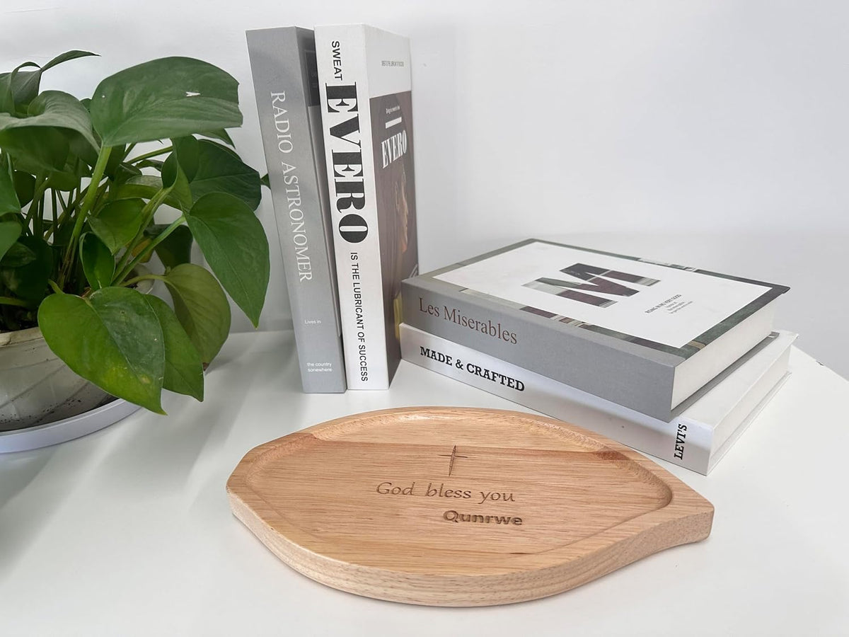 Prayer Bowl,Leaf-shape Wooden Blessing Bowl for Devotions Spiritual Growth