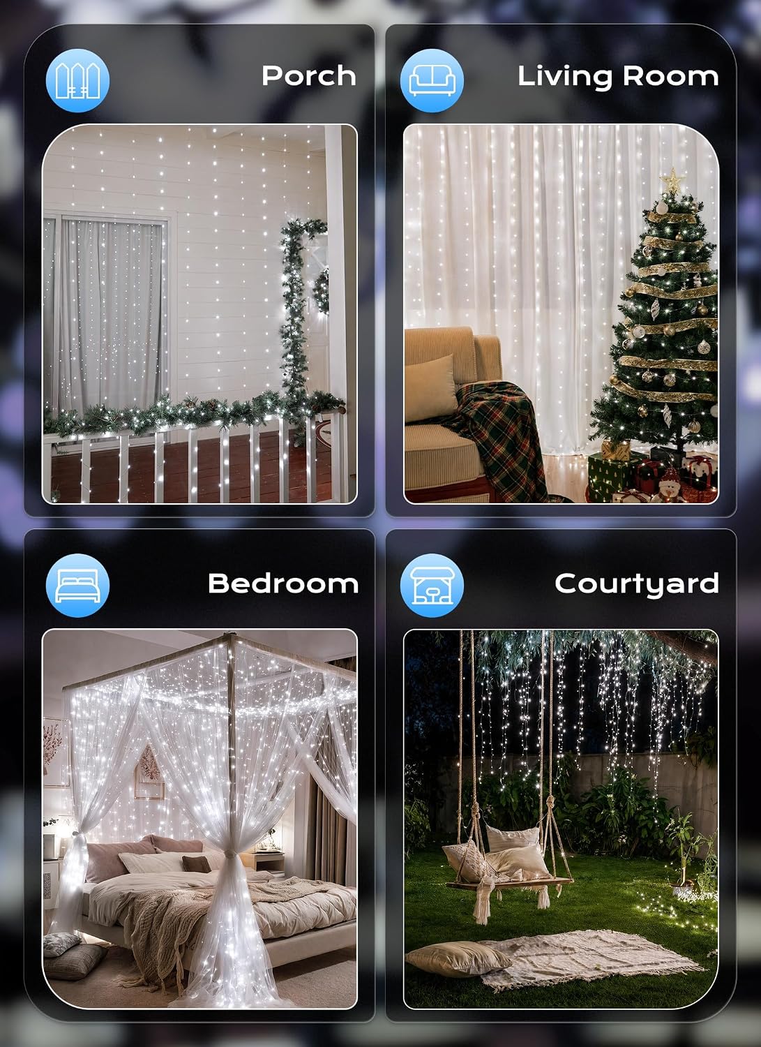 Brightown 300 LED Curtain Lights, 9.8ftx9.8ft Winter Wonderland Decorations