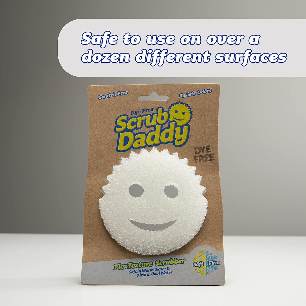 Scrub Daddy Sponge - Dye Free - Scratch-Free Scrubber for Dishes and Home, Odor Resistant, Soft in Warm Water, Firm in Cold, Deep Cleaning, Dishwasher Safe, Multi-use, 1ct (2 Pack)