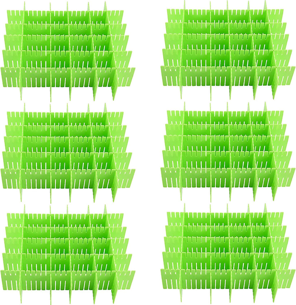 ZOENHOU 60 PCS Green Drawer Dividers, 12.6 x 2.8 Inch Adjustable Premium Plastic Drawer Divider Organizers for Makeup Drawers Desktop Kitchen drawer Organizers and Storage