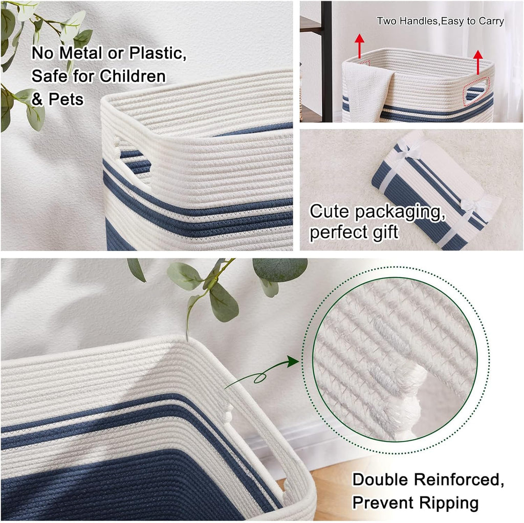 OIAHOMY Laundry Hamper Collapsible Laundry Basket Clothes Organizer Blue