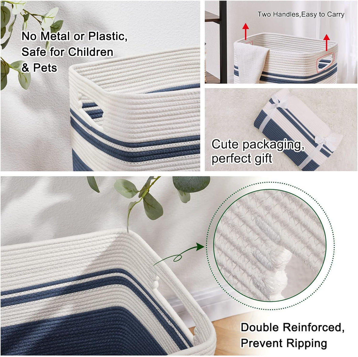 OIAHOMY Laundry Hamper Collapsible Laundry Basket Clothes Organizer Blue