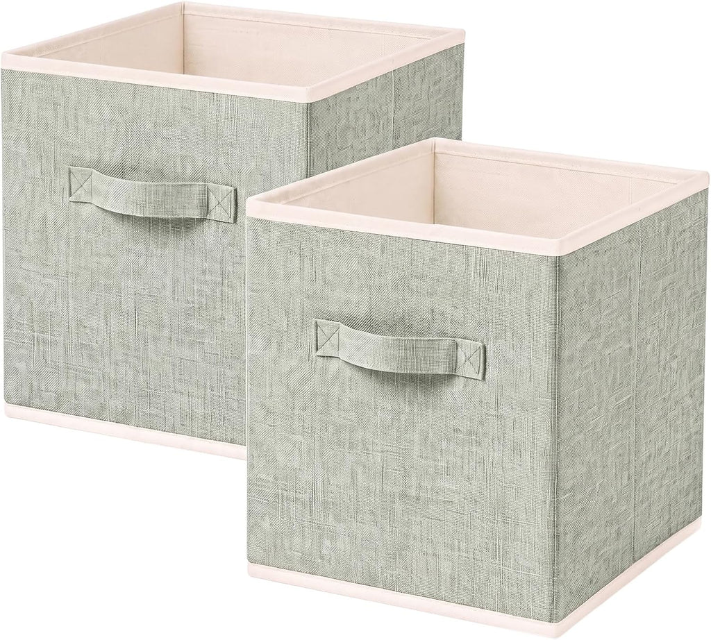 ShellKingdom Storage Bins, Foldable Linen Storage Cube, 2 Pack, Light Green