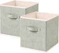 ShellKingdom Storage Bins, Foldable Linen Storage Cube, 2 Pack, Light Green