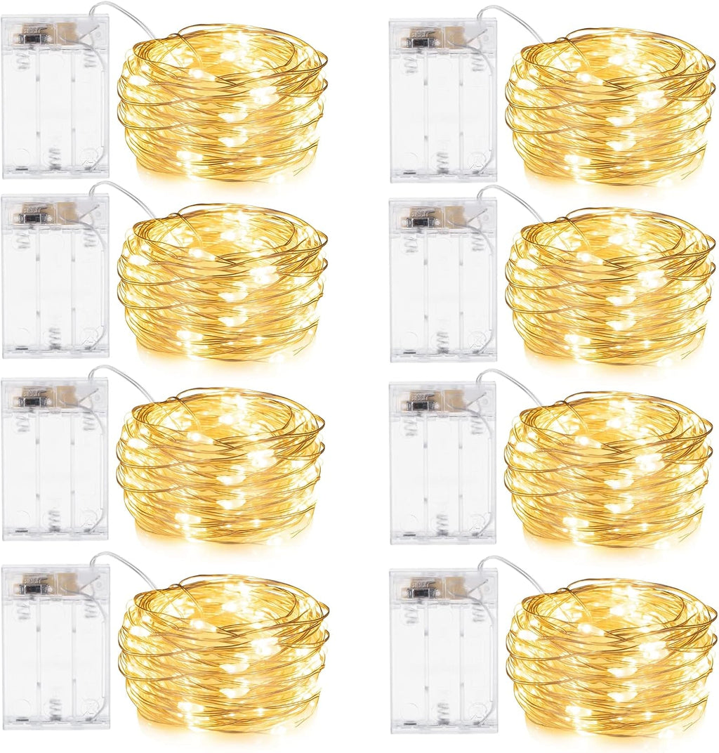 Fairy Lights Battery Operated, 8 Pack 7 FT 20 LED String Lights, Warm White