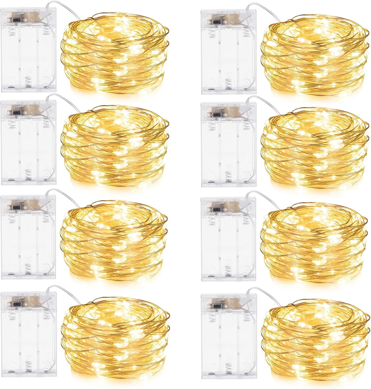 Fairy Lights Battery Operated, 8 Pack 7 FT 20 LED String Lights, Warm White