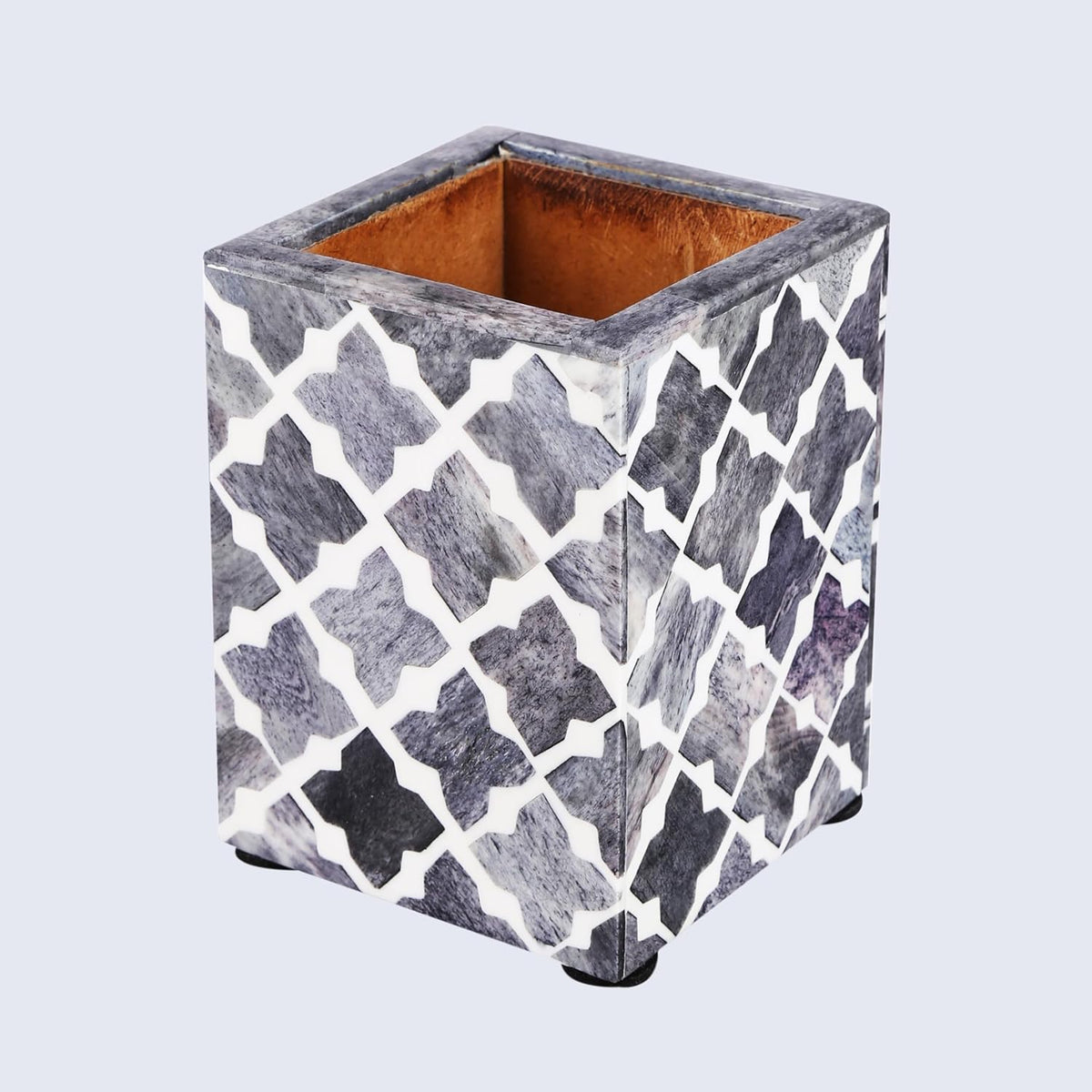Handicrafts Home Bone Inlay Pen & Pencil Holder Slate Desk Organizer, 3x3x4