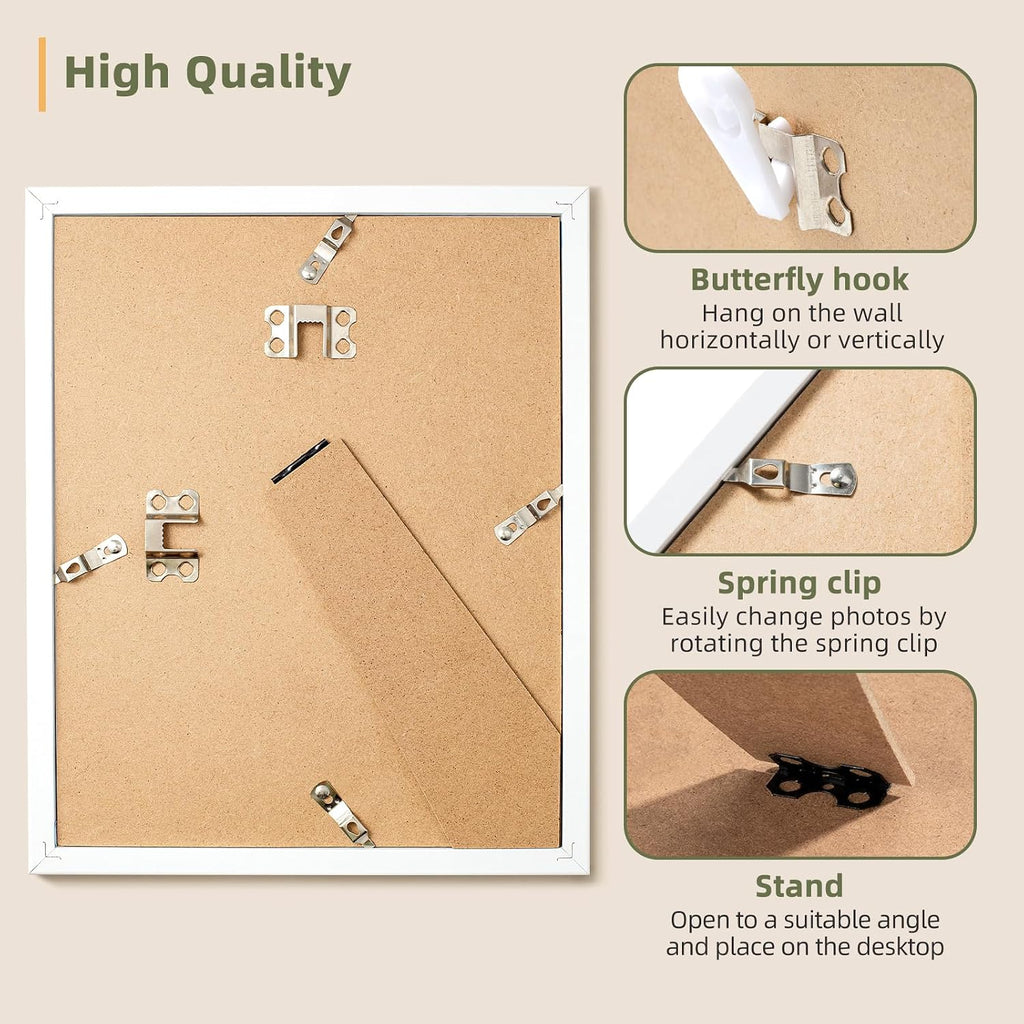 HappyHapi 8x10 Picture Frames Set of 10, Wall or Tabletop Display, White