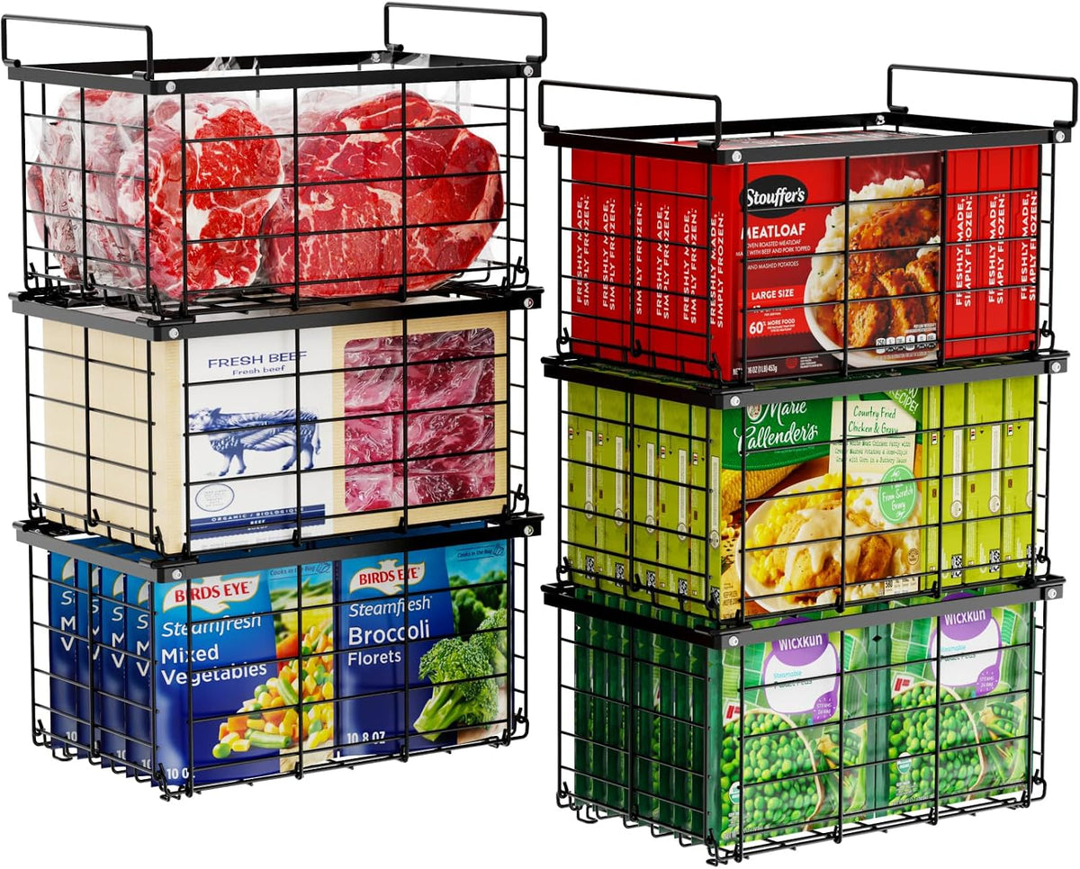 iSPECLE Deep Freezer Organizer - Large Baskets for 5 to 7 Cu.Ft, 6 Pack